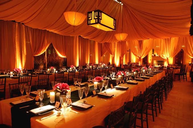 Elegant dining table setup catered by Anil Caterers in Lucknow